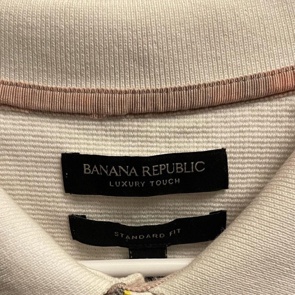 Banana republic, men’s large white collared polo shirt button up